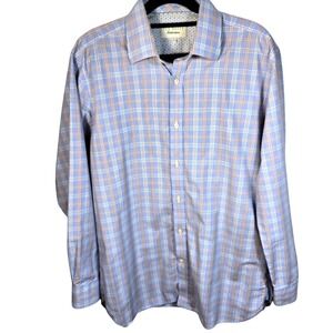 Ted Baker London Endurance Mens Blue Plaid 100% Cotton Button-Up Shirt 16 32/33